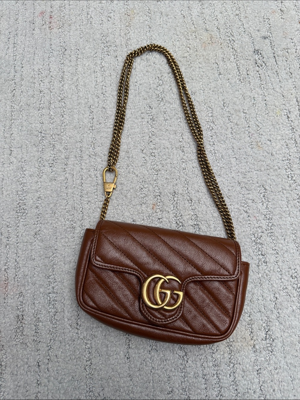 Gucci Brown Quilted Leather Crossbody with Gold GG Hardware